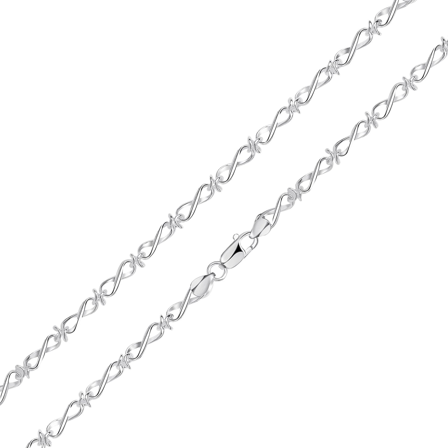 Sterling Silver Handmade Solid 6.3mm Infinity Knot Bracelet