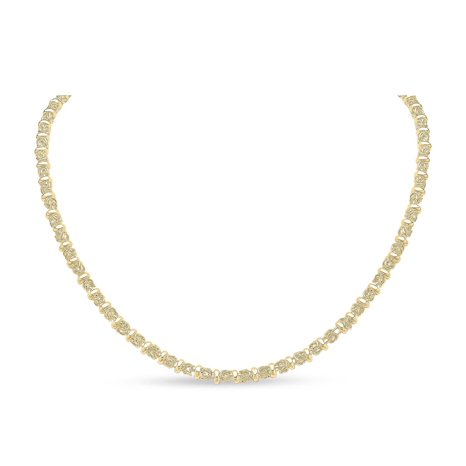 18ct Gold Vermeil on Sterling Silver 5mm Byzantine with Rings Necklace