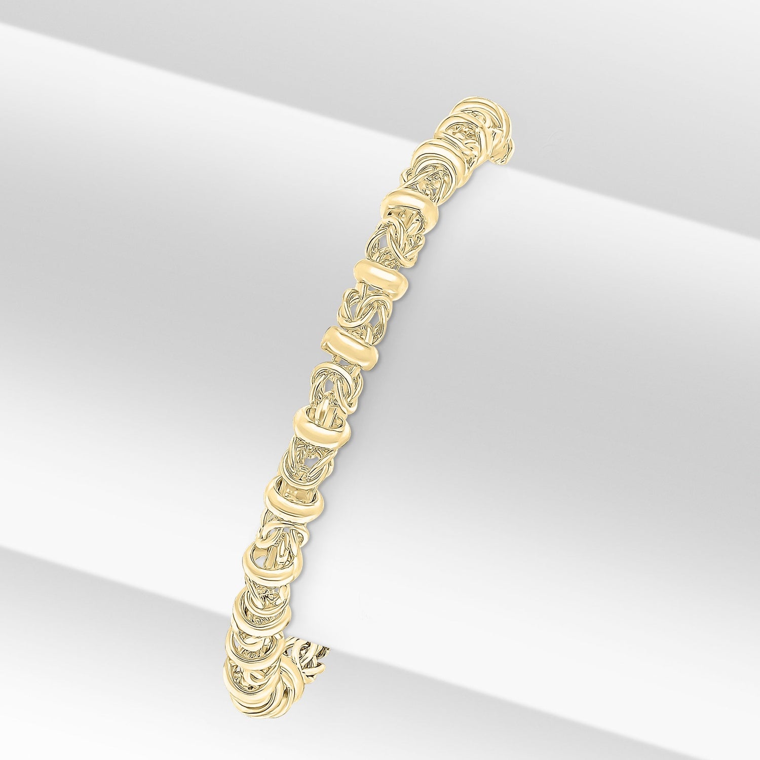 18ct Gold Vermeil on Sterling Silver 5mm Byzantine with Rings Bracelet