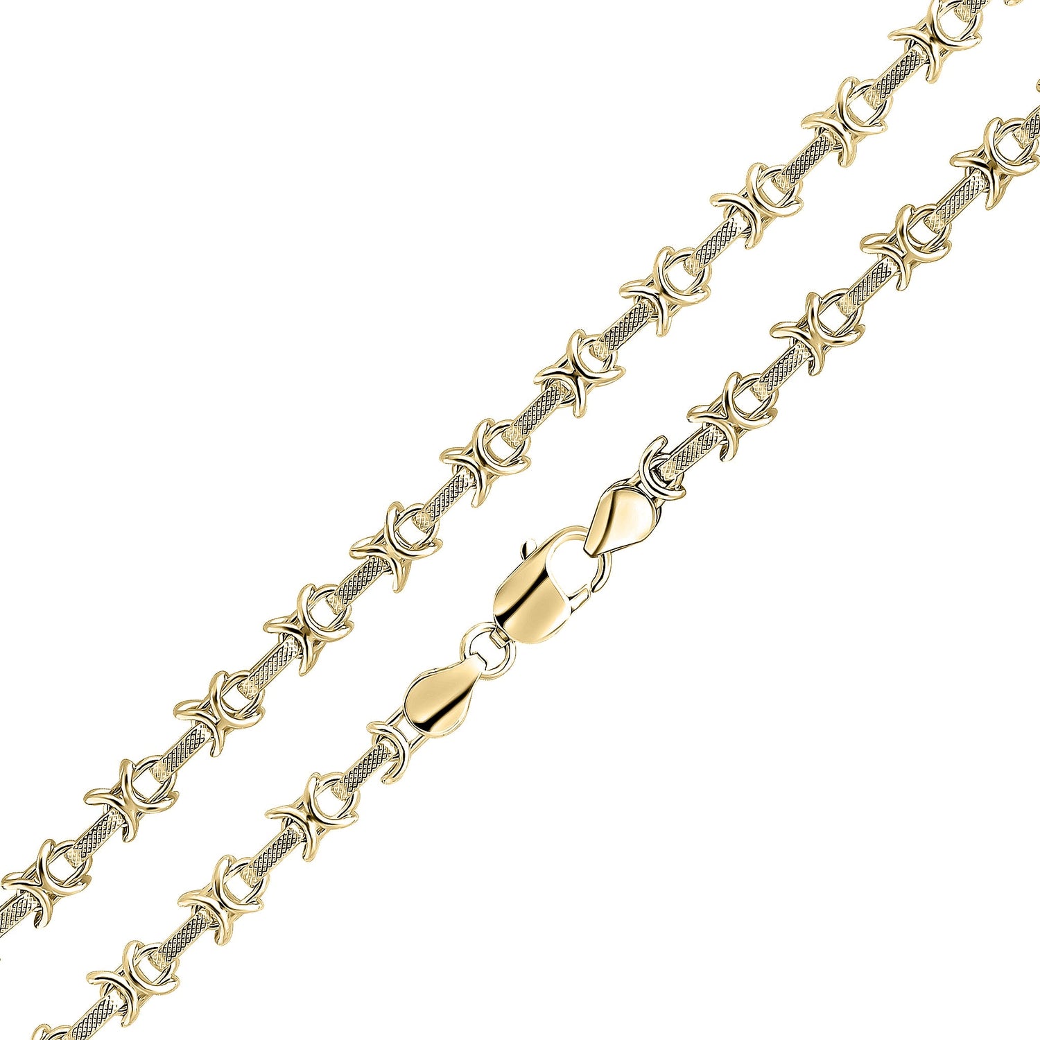 18ct Gold Vermeil on Sterling Silver 7mm Textured Kiss Bracelet