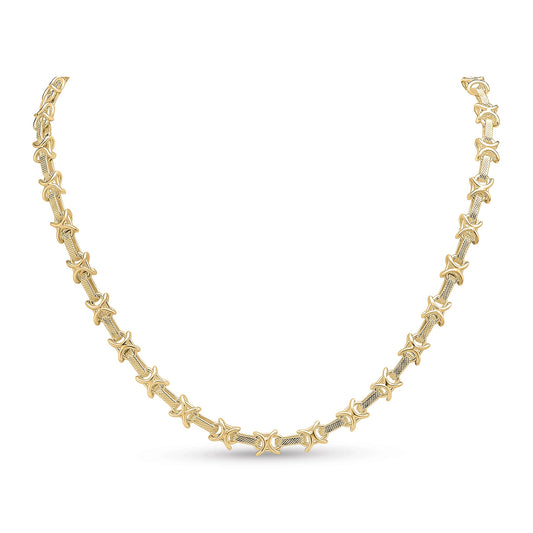 18ct Gold Vermeil on Sterling Silver 7mm Textured Kiss Necklace