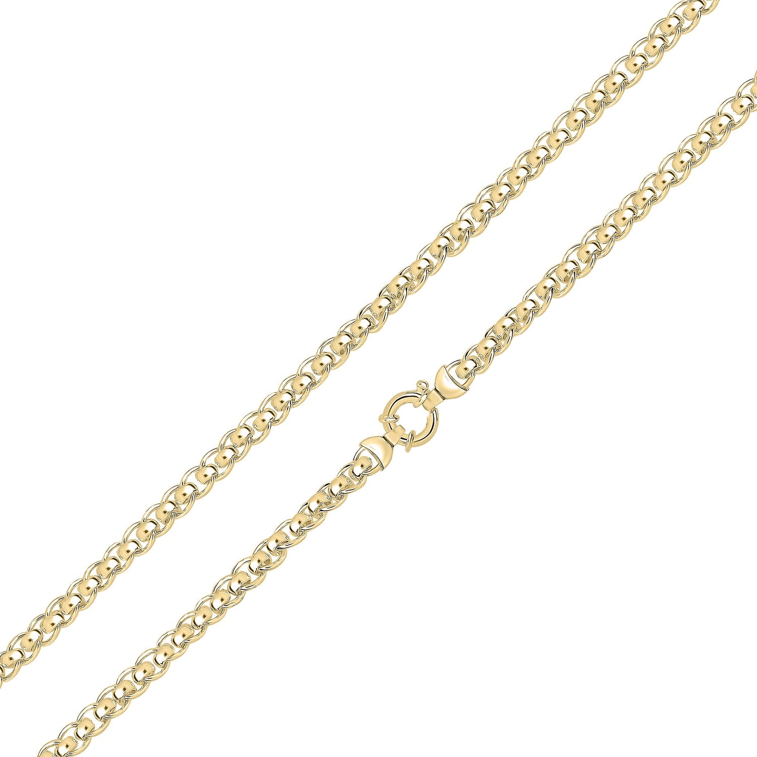 18ct Gold Vermeil on Sterling Silver 6.7mm Rollerball Bracelet with Bolt Ring Clasp