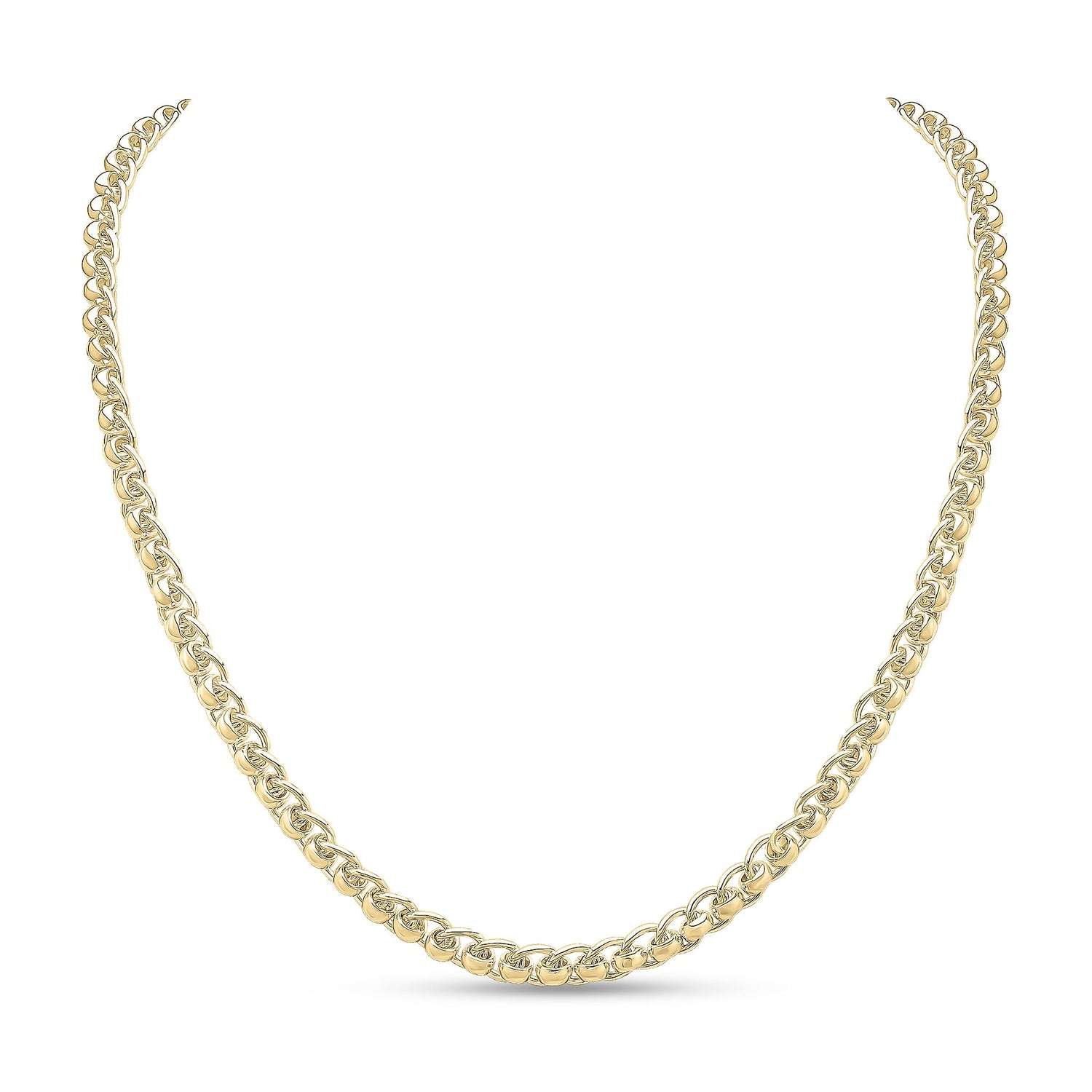 18ct Gold Vermeil on Sterling Silver 6.7mm Rollerball Necklace with Bolt Ring Clasp