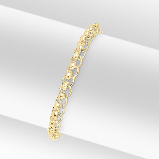 18ct Gold Vermeil on Sterling Silver 6.7mm Rollerball Bracelet with Bolt Ring Clasp