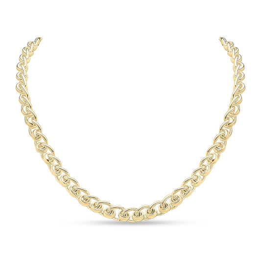 18ct Gold Vermeil on Sterling Silver 10mm Rollerball Necklace with Bolt Ring Clasp