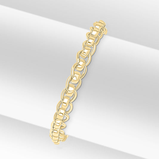 18ct Gold Vermeil on Sterling Silver 10mm Rollerball Bracelet With Lobster Clasp