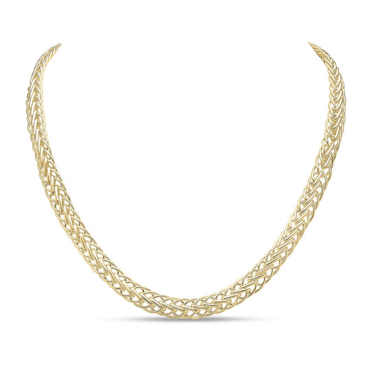 18ct Gold Vermeil on Sterling Silver 9mm Flat Spiga Necklace