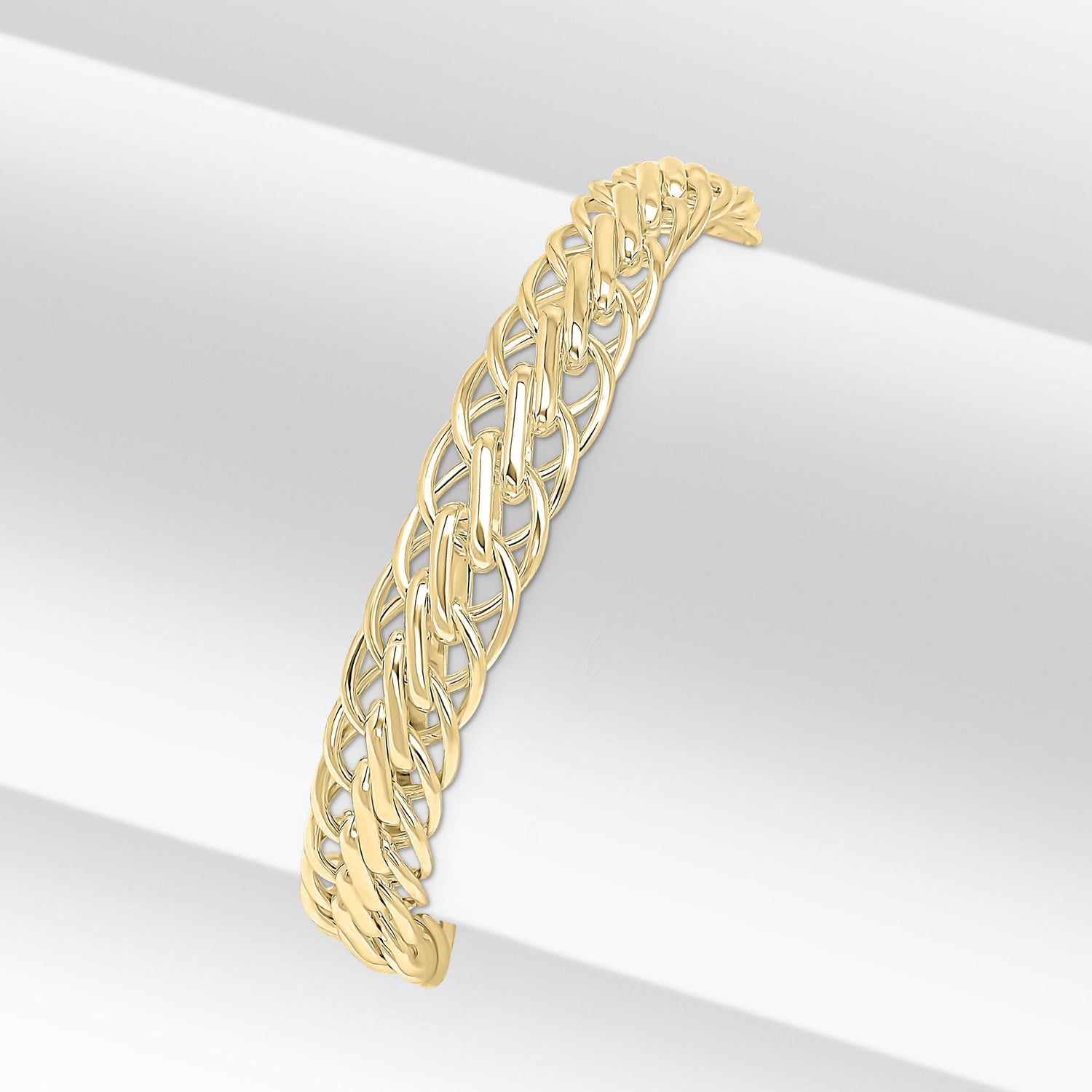 18ct Gold Vermeil on Sterling Silver 9mm Flat Spiga Bracelet