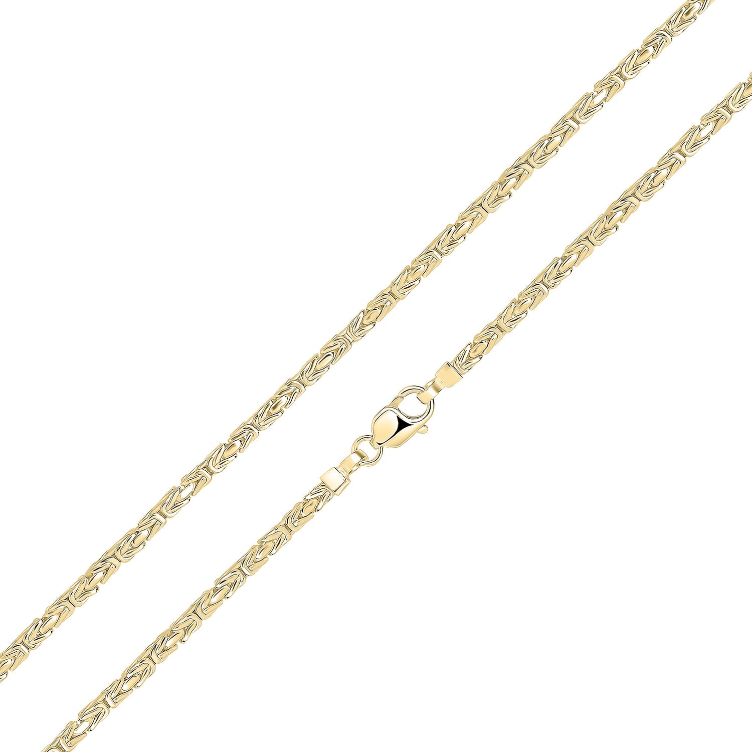 18ct Gold Vermeil on Sterling Silver 4mm Square Byzantine Bracelet