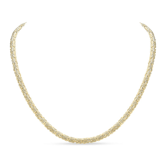 18ct Gold Vermeil on Sterling Silver 4mm Square Byzantine Necklace