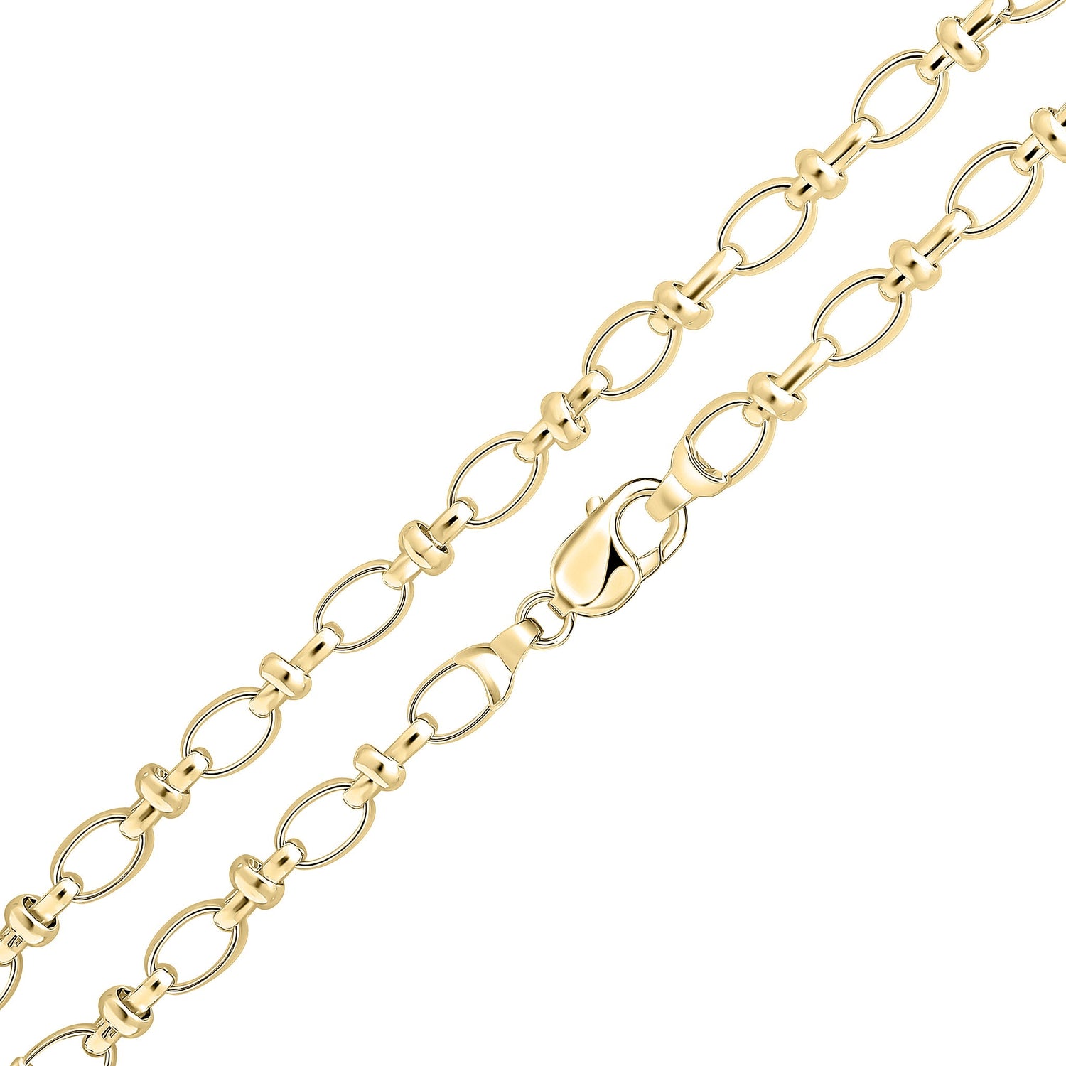 18ct Gold Vermeil on Sterling Silver 8.5mm Oval Pinch Bar Bracelet