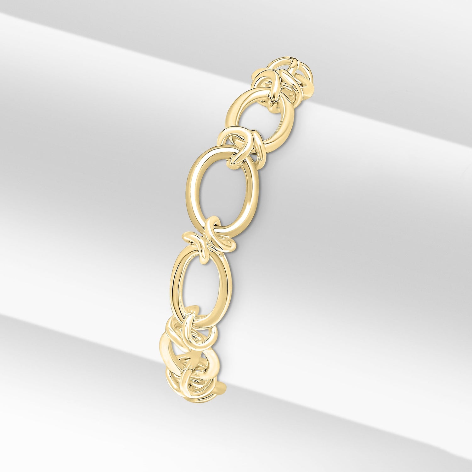 18ct Gold Vermeil on Sterling Silver 10mm Oval Knot Bracelet