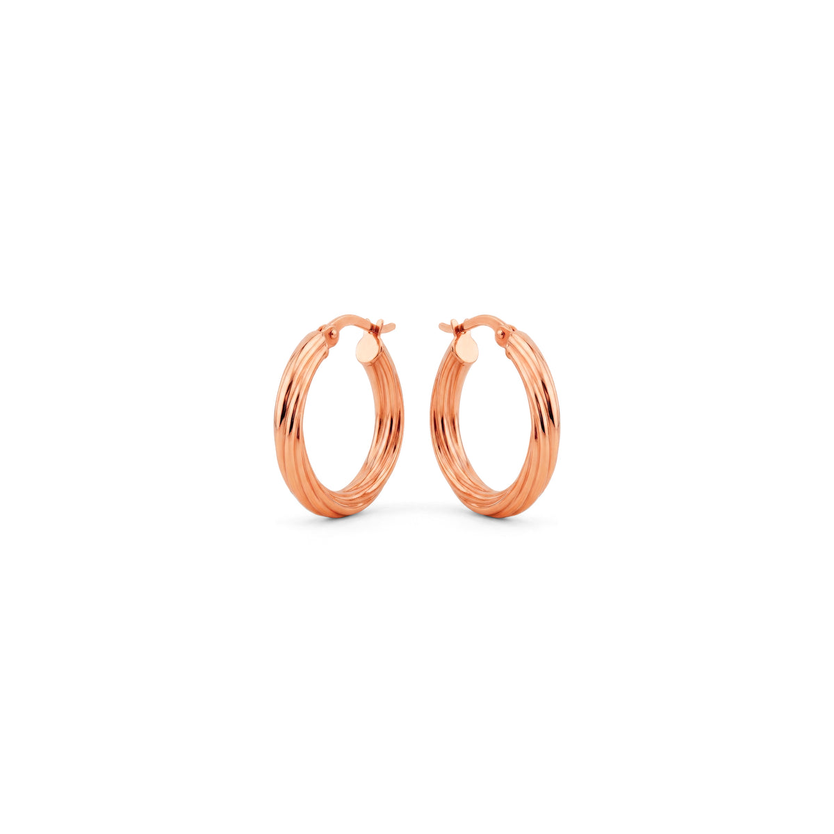 9ct Rose Gold Twist Hoop Earrings — 21mm