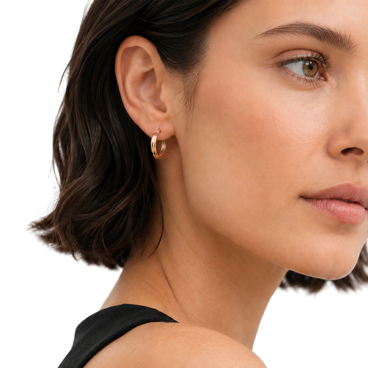 9ct Rose Gold Twist Hoop Earrings — 21mm