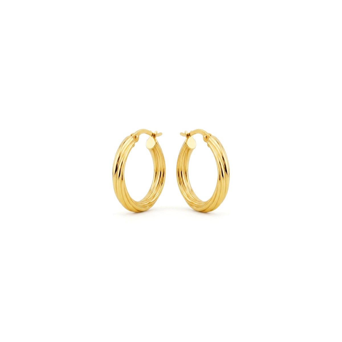 9ct Yellow Gold Twist Hoop Earrings — 21mm