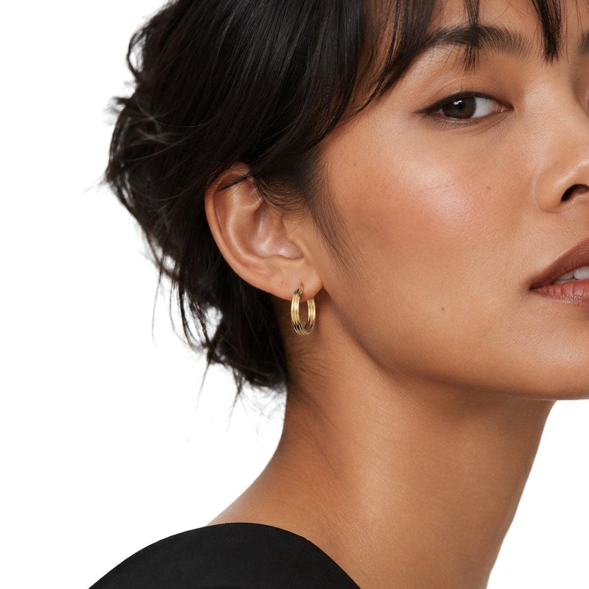 9ct Yellow Gold Twist Hoop Earrings — 21mm