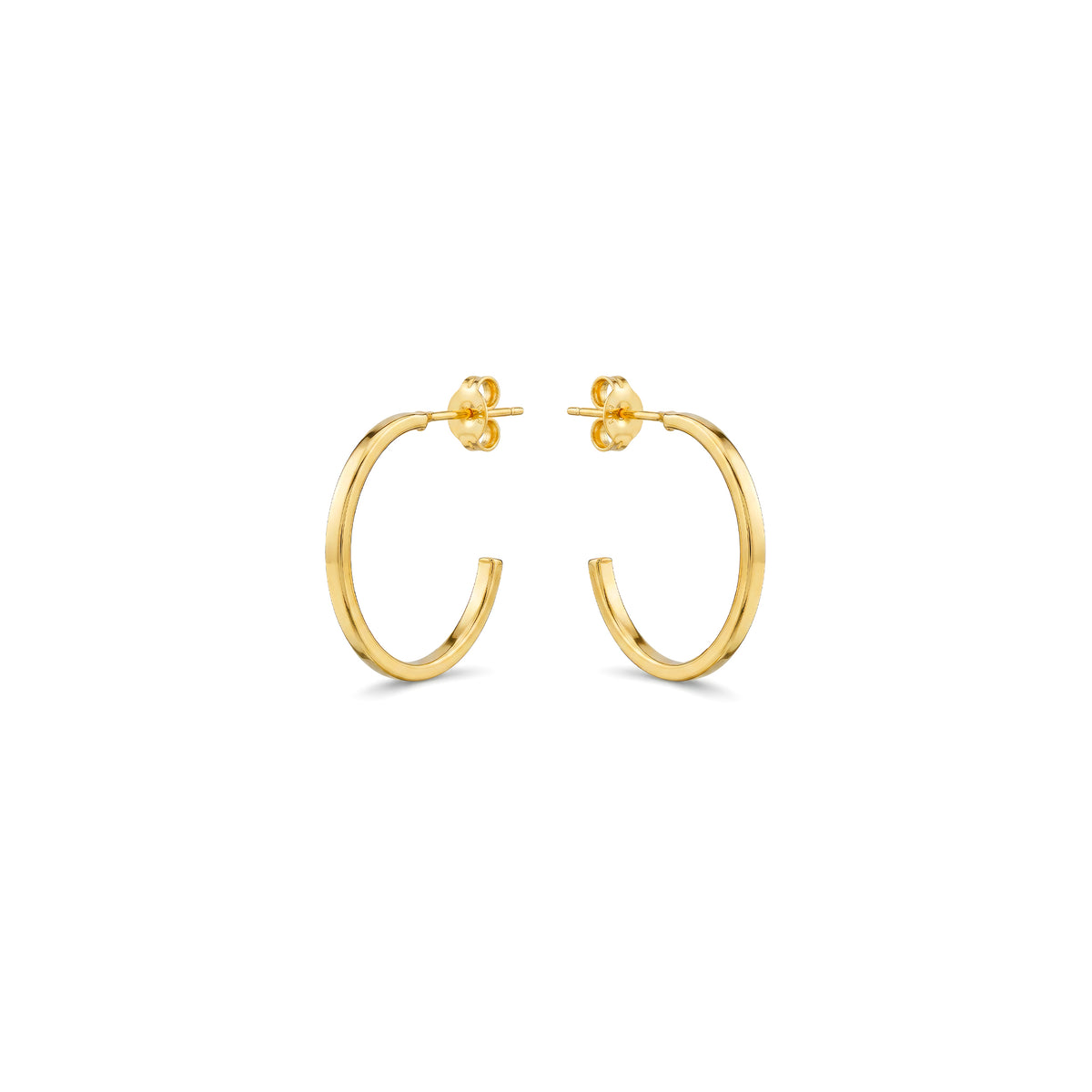 9ct Yellow Gold Oval Hoop Earrings with Peg and Scroll Fittings