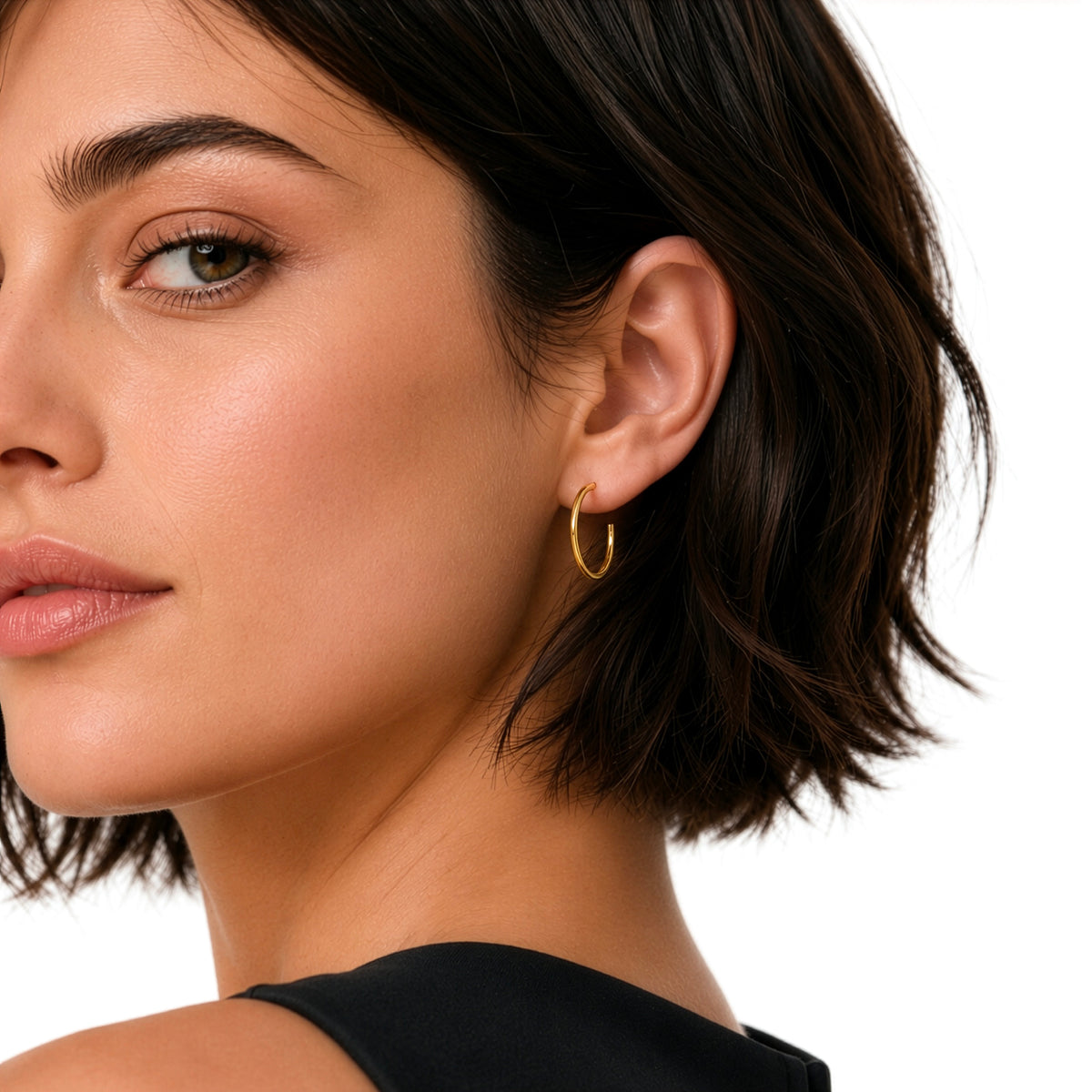 9ct Yellow Gold Oval Hoop Earrings with Peg and Scroll Fittings
