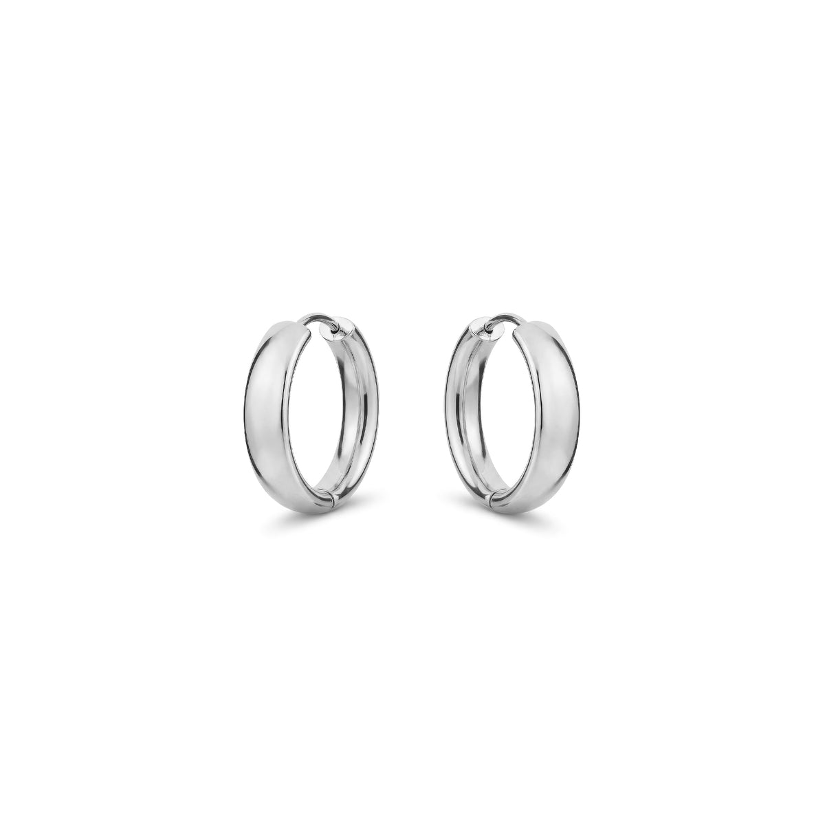 9ct White Gold Polished Rounded Flat Huggie Earrings — 20mm