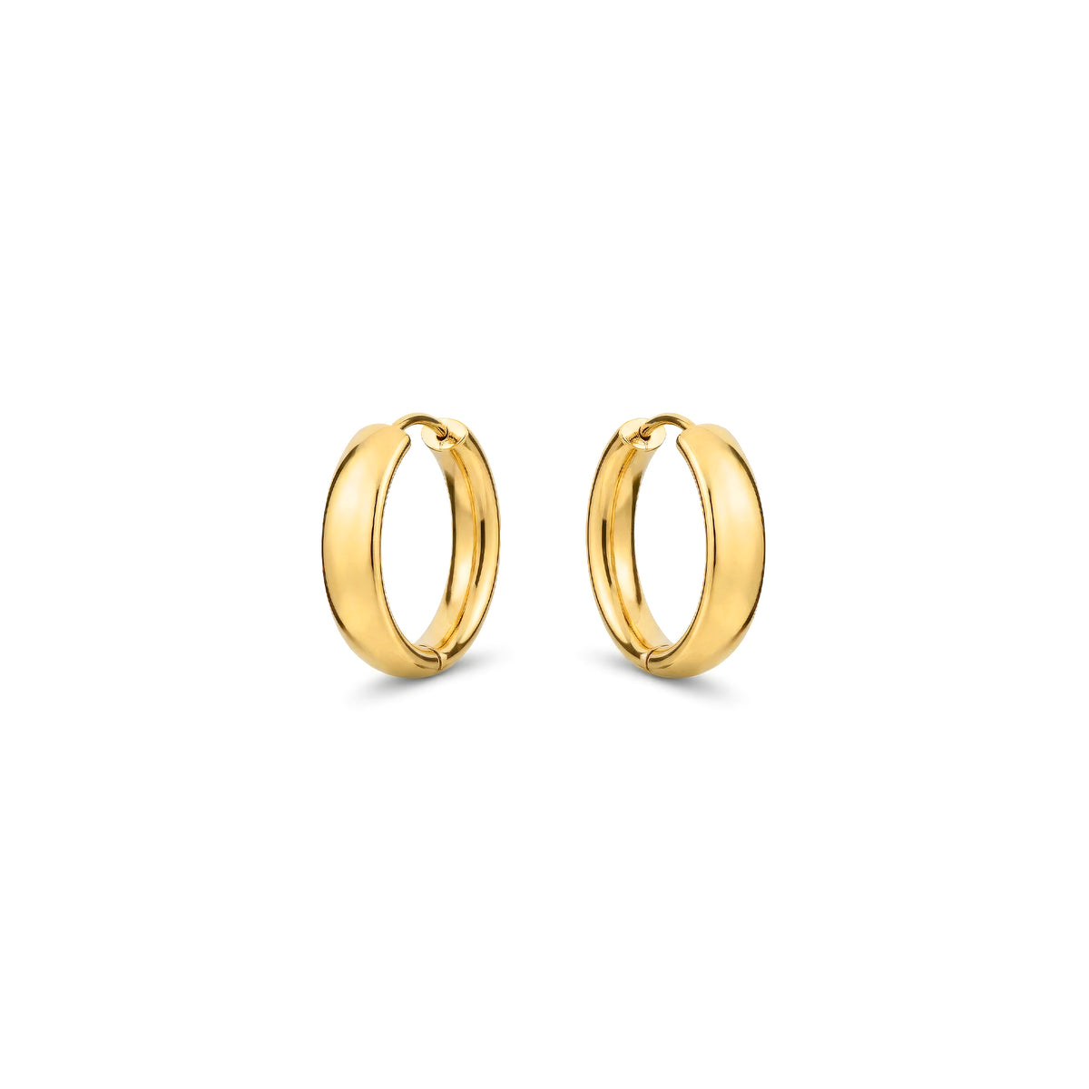 9ct Gold Polished Rounded Flat Huggie Earrings — 20mm