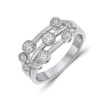 18ct White Gold Natural Diamond Three Row Bubble Ring — 0.50ct