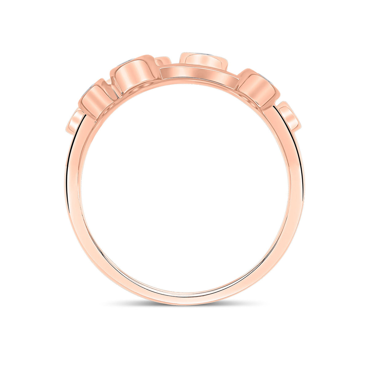 9ct Yellow Gold Multi Row Natural Diamond Bubble Ring