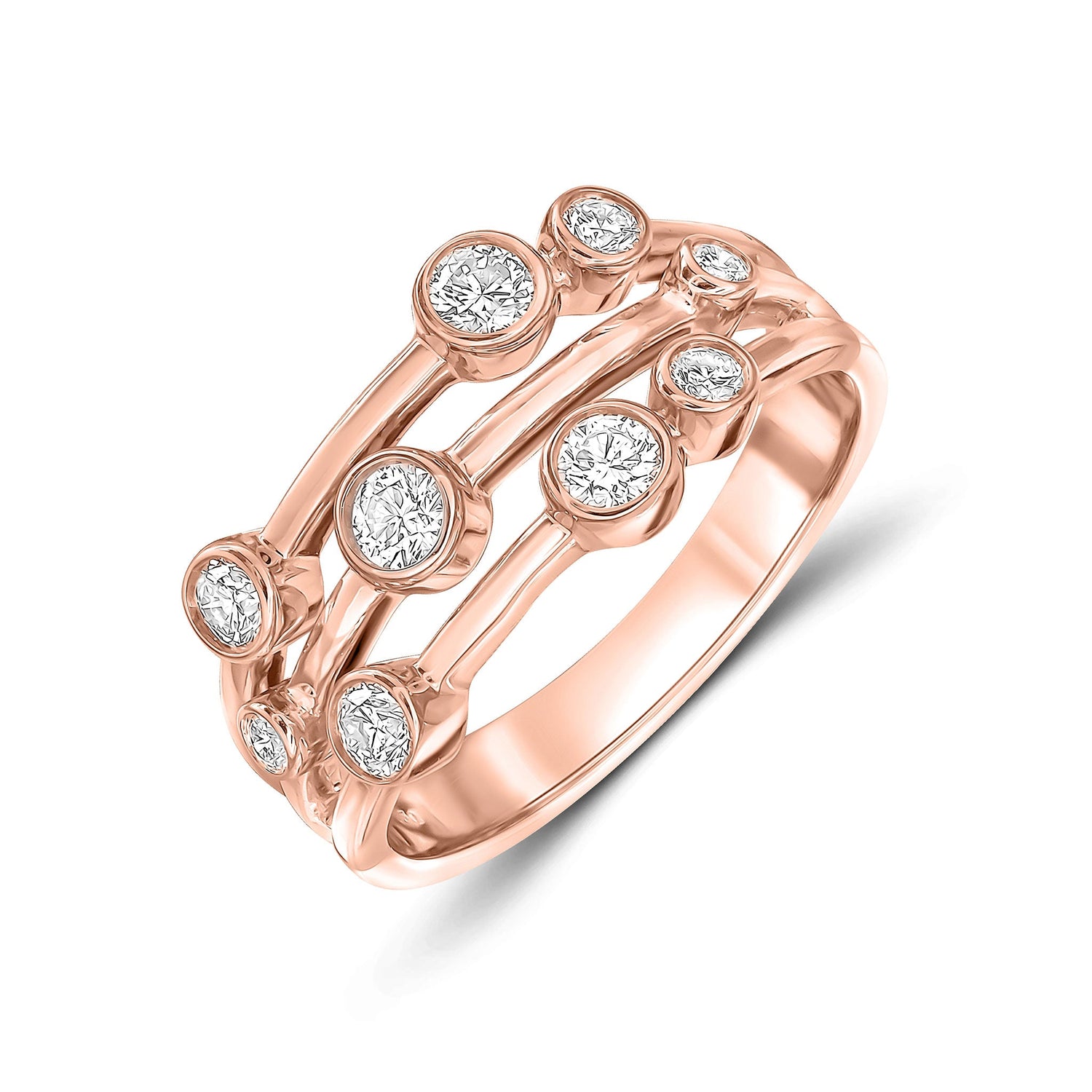 9ct Rose Gold Natural Diamond Bubble Ring