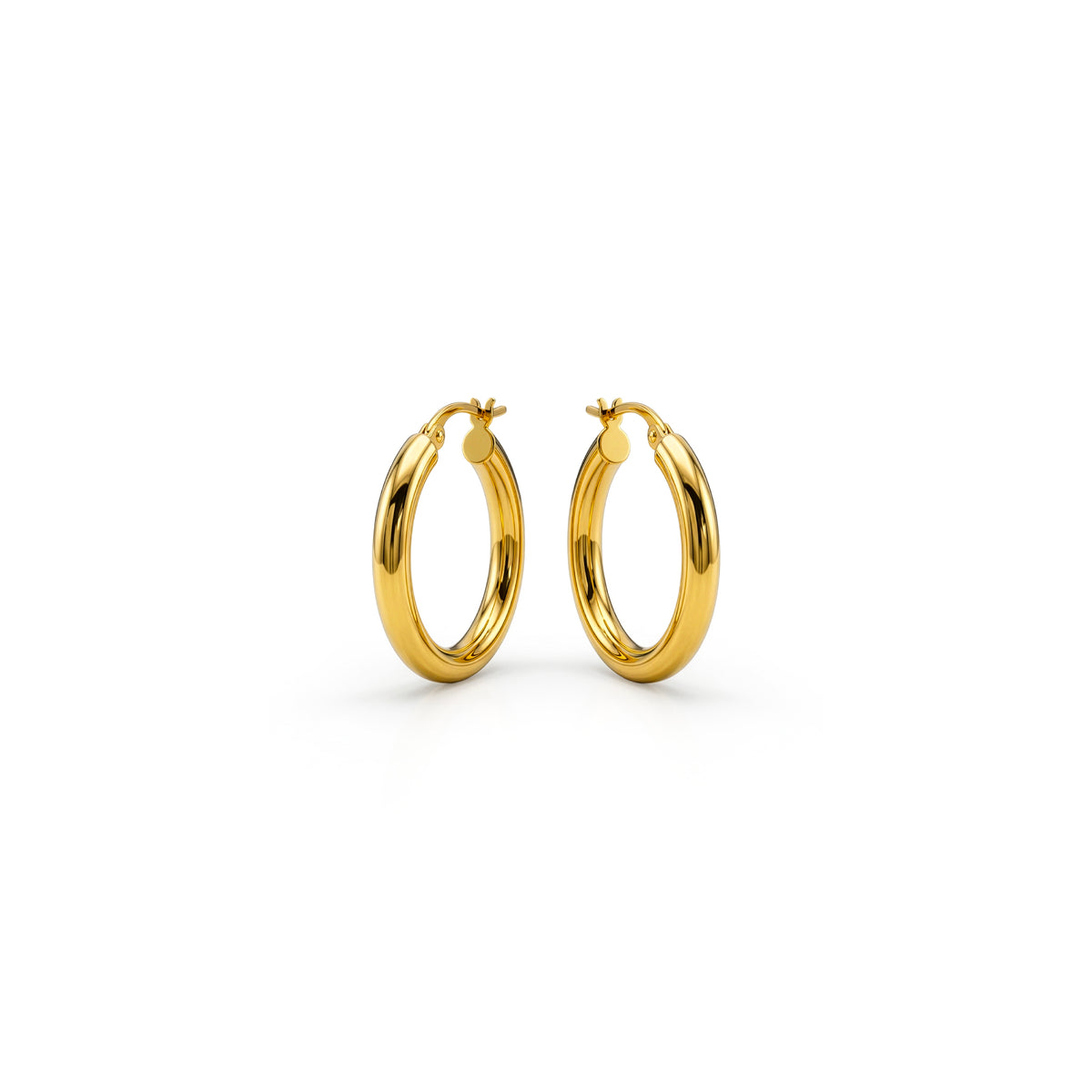 9ct Gold Polished Tube Hoop Earrings — 21mm