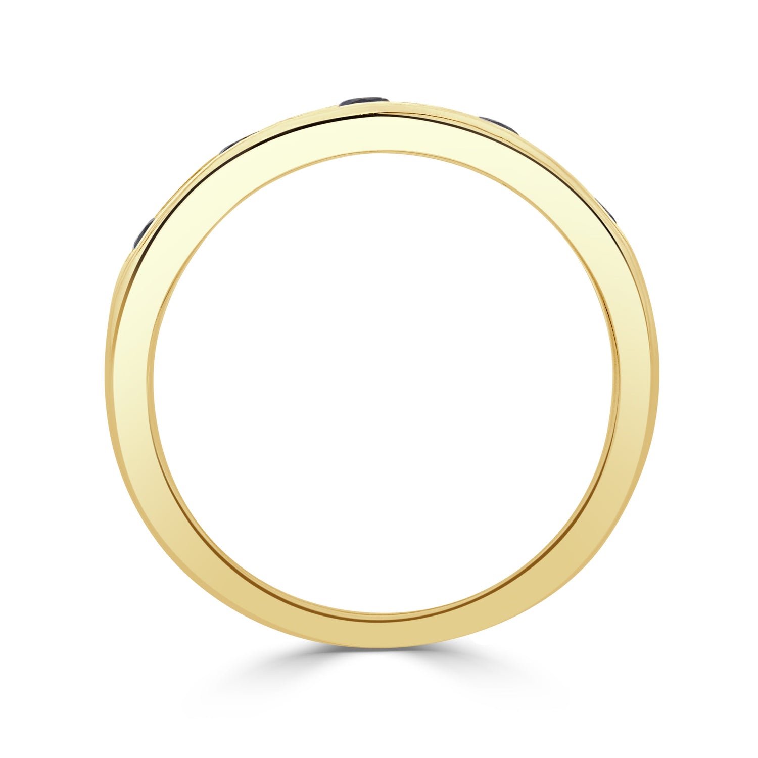 9ct Yellow Gold Round Natural Blue Sapphire and Diamond Nine Stone Half Eternity Ring