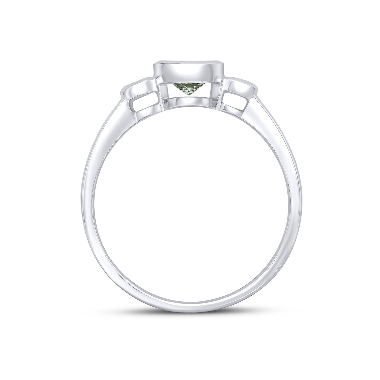 9ct White Gold Round Natural Aquamarine and Diamond Three Stone Ring — 5mm