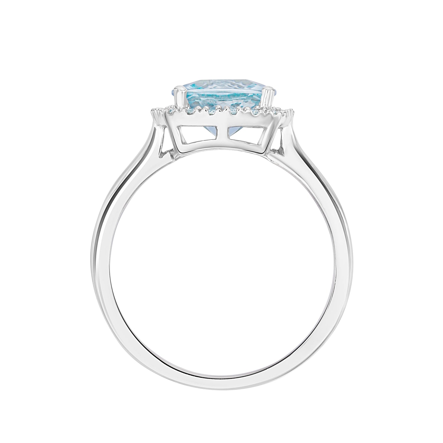 9CT White Gold Cushion Aquamarine and Diamond Cluster Ring — 8mm