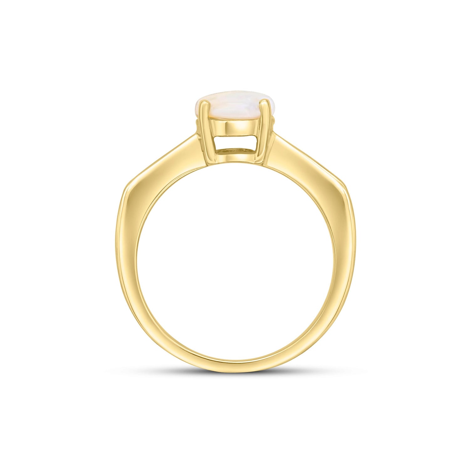 9ct Yellow Gold Oval Natural Opal and Channel Set Diamond Ring — 9x7mm