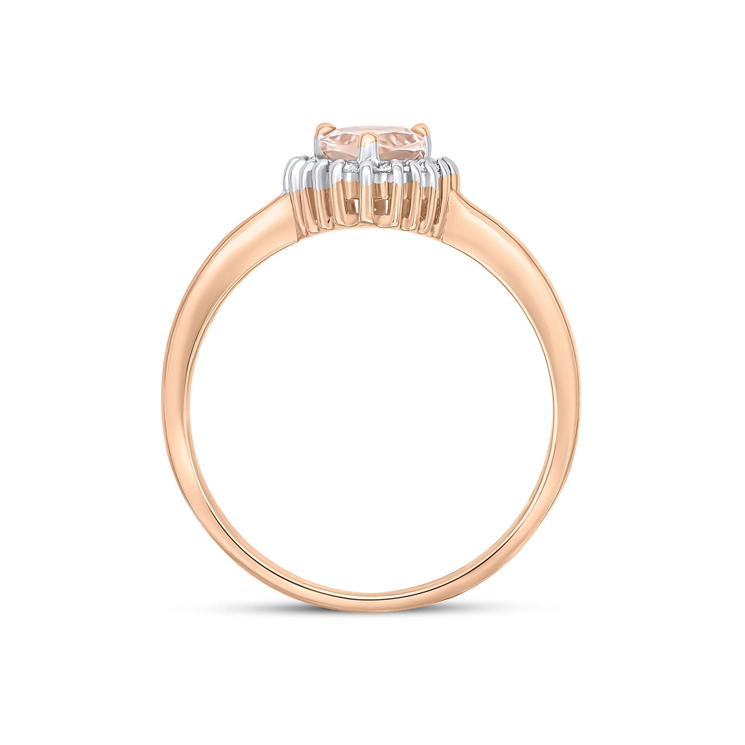 18ct Rose Gold Pear Cut Natural Morganite and Diamond Cluster Ring  — 7x5mm