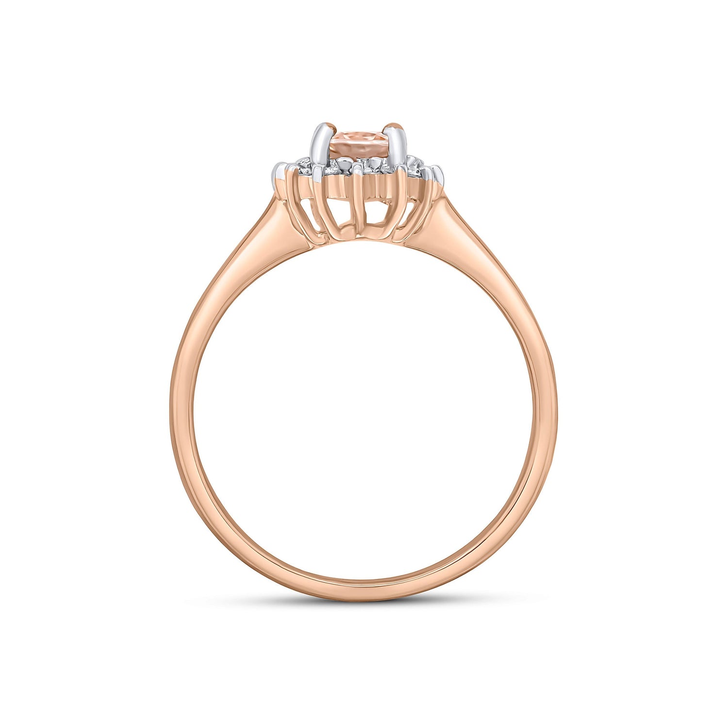 18ct Rose Gold Oval Morganite & Diamond Cluster Ring