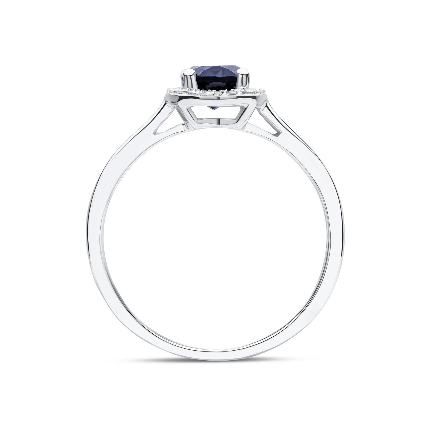9ct White Gold Oval Natural London Blue Topaz and Diamond Halo Cluster Ring — 7x5mm