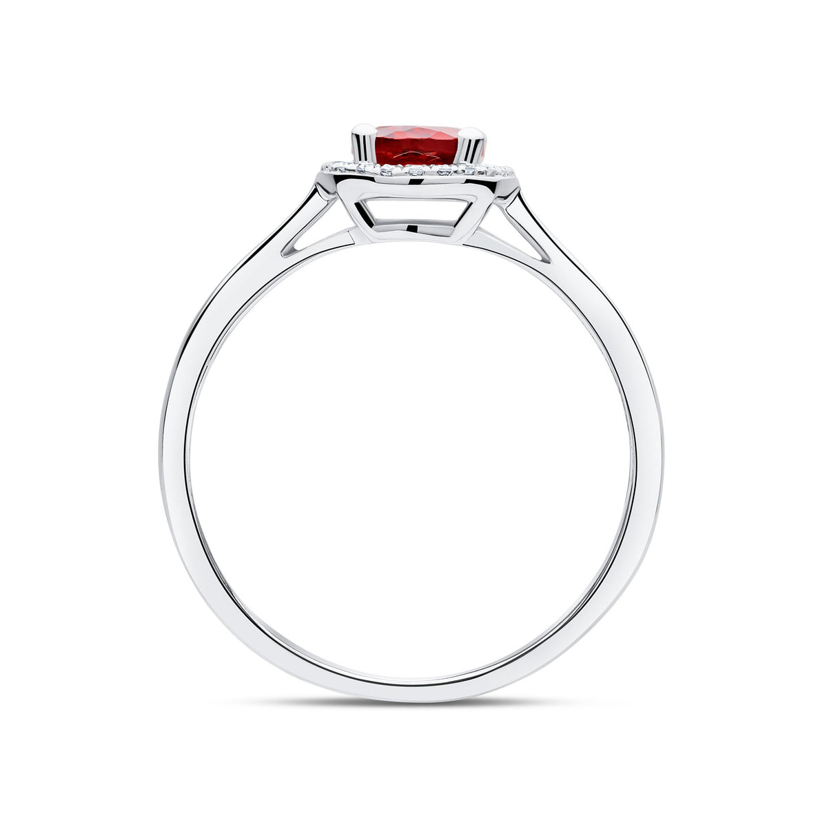 9ct White Gold Oval Natural Garnet and Diamond Halo Cluster Ring — 7x5mm