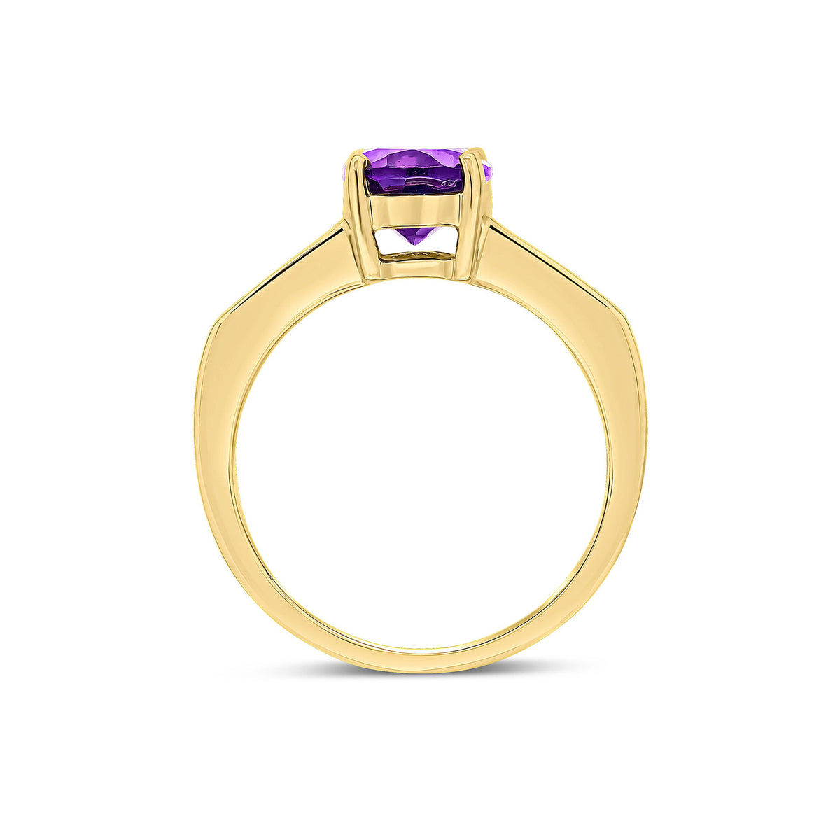 9ct Yellow Gold Oval Natural Amethyst and Diamond Ring — 9x7mm