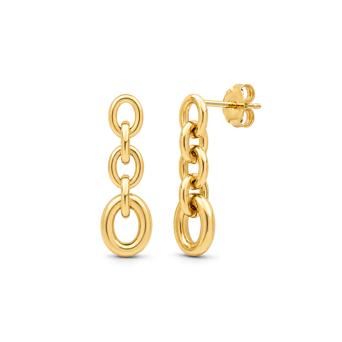 9ct Yellow Gold Five Link Paper Chain Drop Earrings
