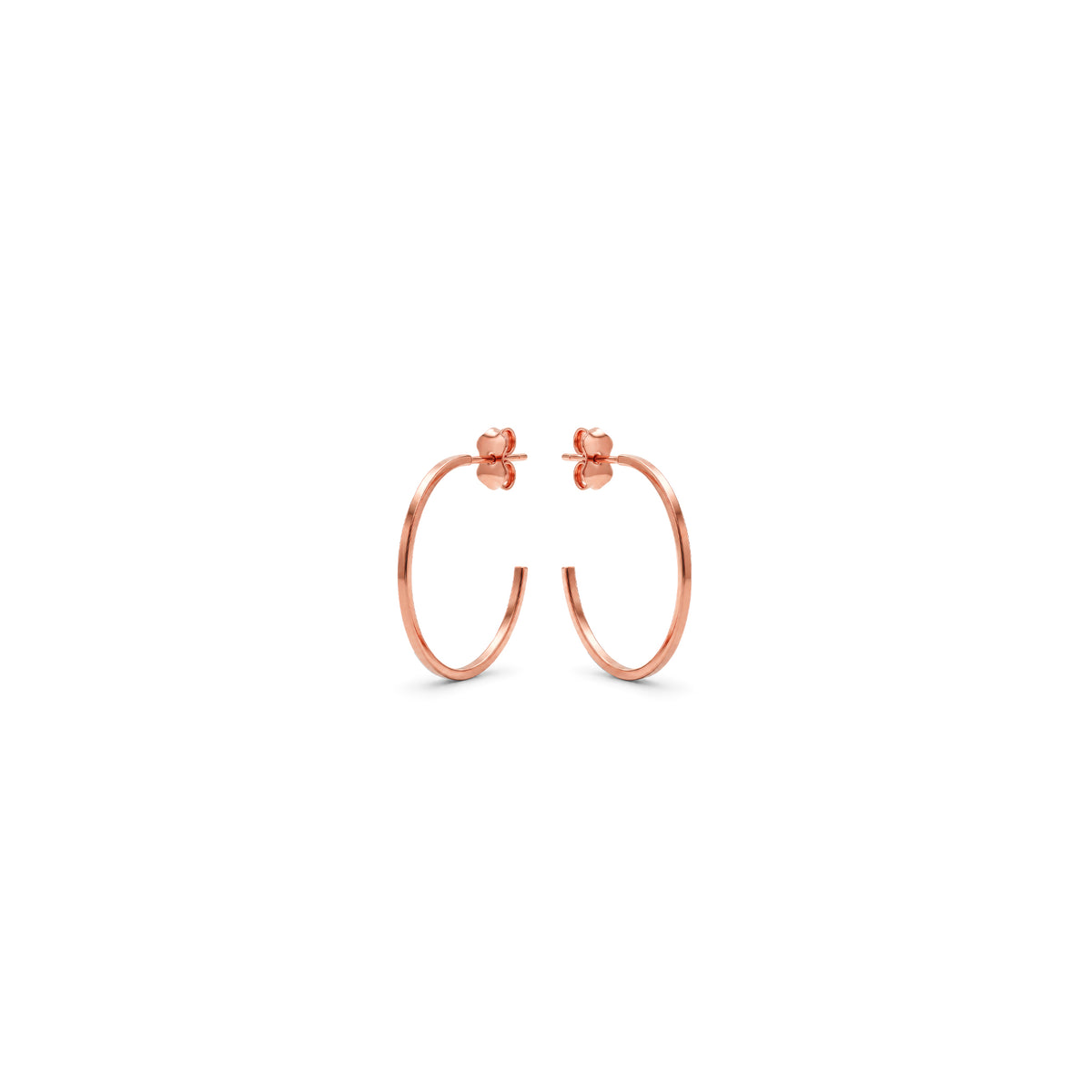 9ct Rose Gold Square Tube Hoop Earrings with Peg and Scroll Fittings — 22mm