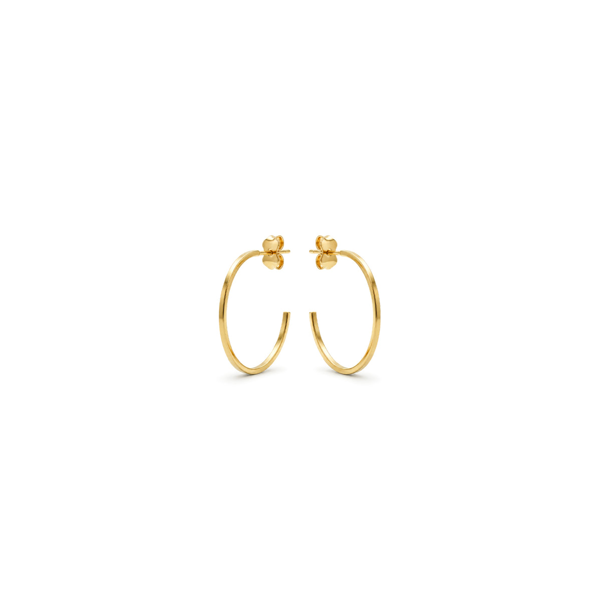 9ct Yellow Gold Square Tube Hoop Earrings with Peg and Scroll Fittings — 22mm