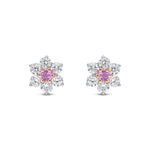 9ct Rose Gold Round Natural Pink Sapphire & Diamond Claw Set Cluster Stud Earrings