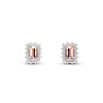 9ct Rose Gold Octagonal Natural Morganite & Diamond Cluster Stud Earrings — 5x3mm