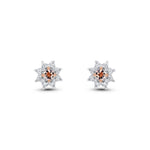 9ct Rose Gold Round Natural Morganite & Diamond Claw Set Cluster Stud Earrings — 3mm