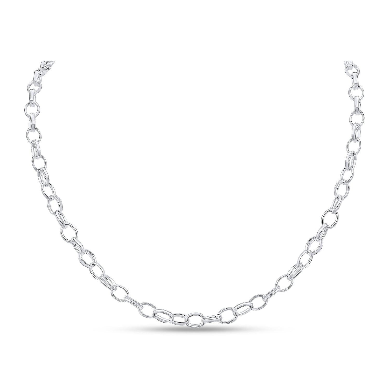 Sterling Silver Handmade Solid 6x9mm Oval Belcher Necklace