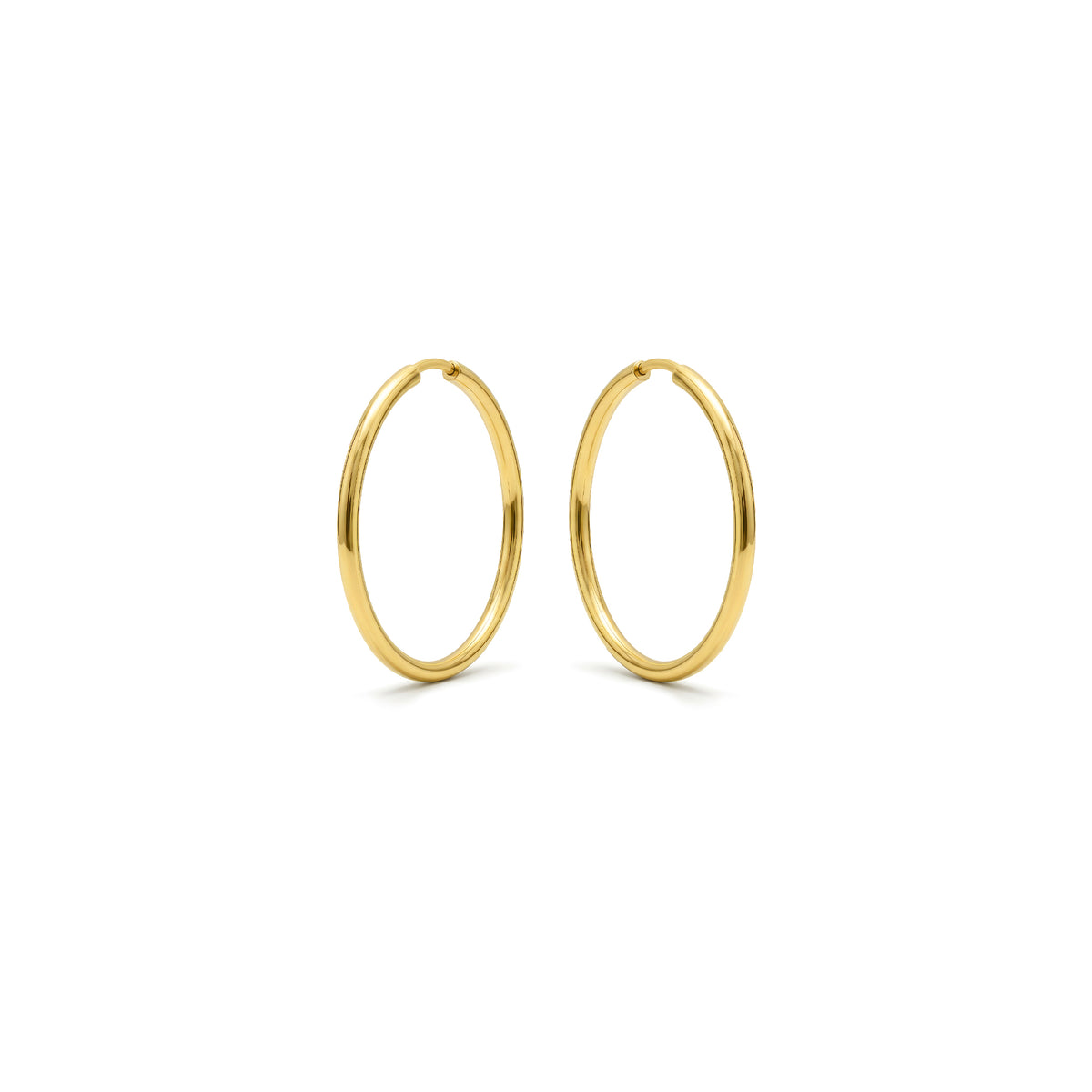 9ct Gold Thin Sleeper Hoop Earrings — 24x1.5mm