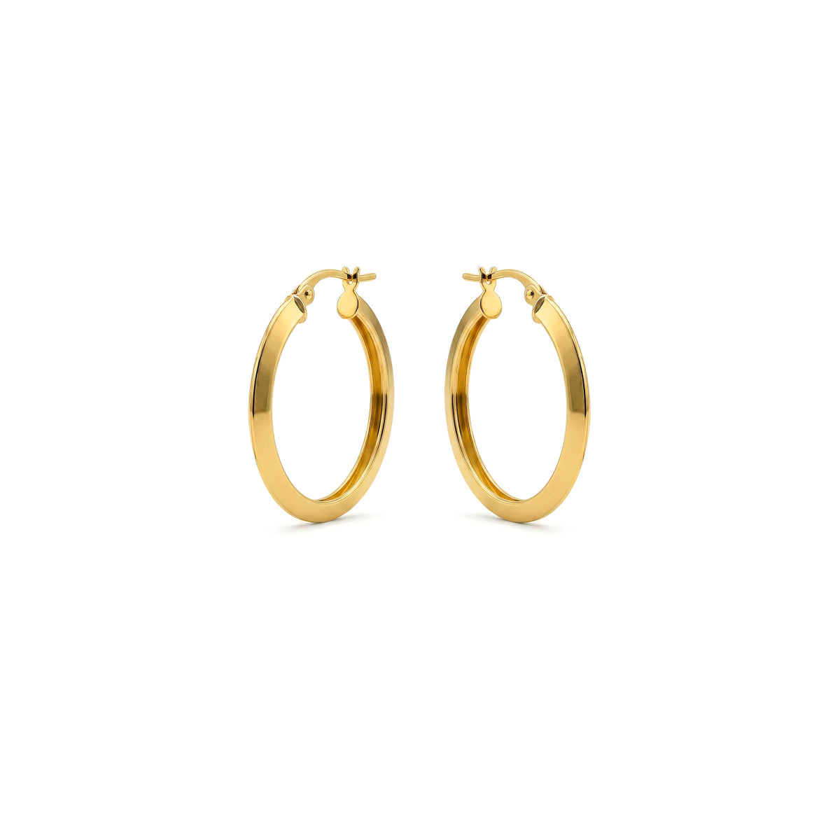 9ct Yellow Gold Knife Edge Hoop Earrings — 25mm