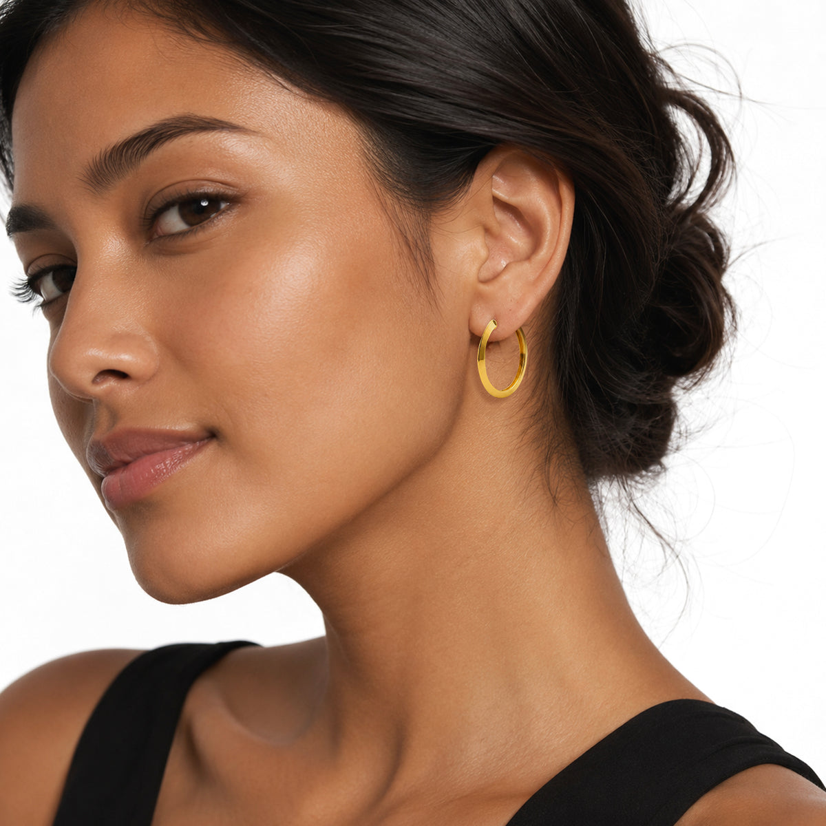 9ct Yellow Gold Knife Edge Hoop Earrings — 25mm