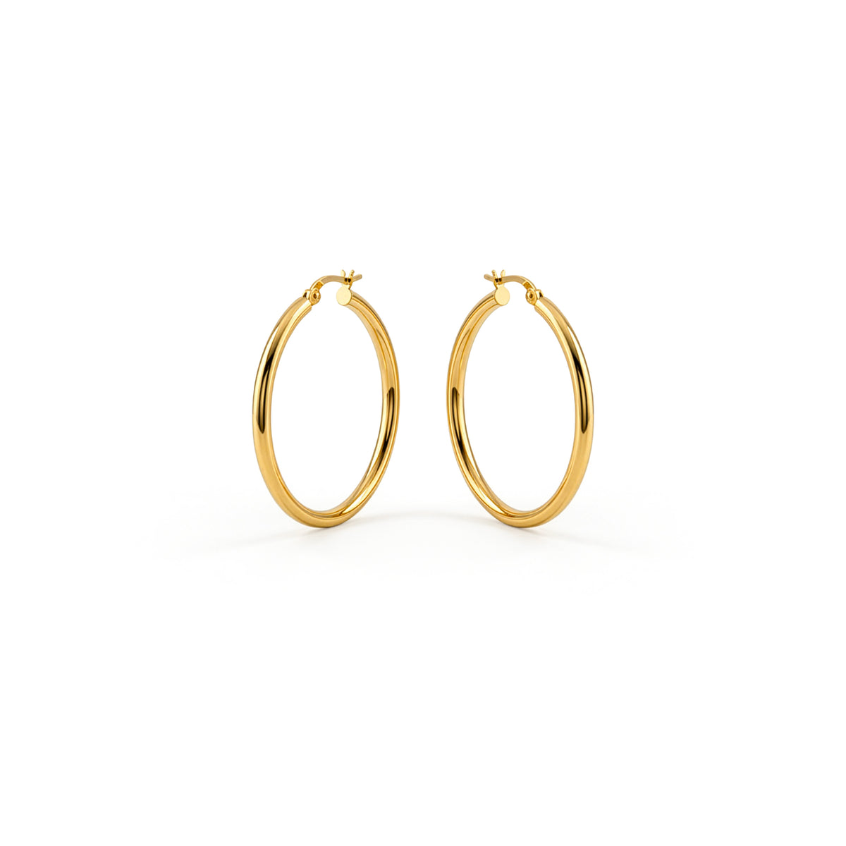 9ct Gold Polished Tube Hoop Earrings — 26mm