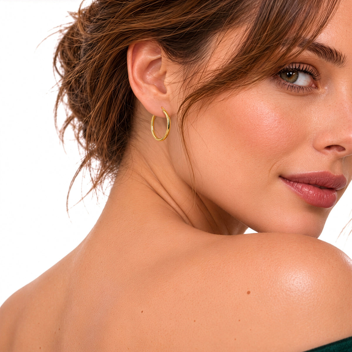 9ct Gold Polished Tube Hoop Earrings — 26mm
