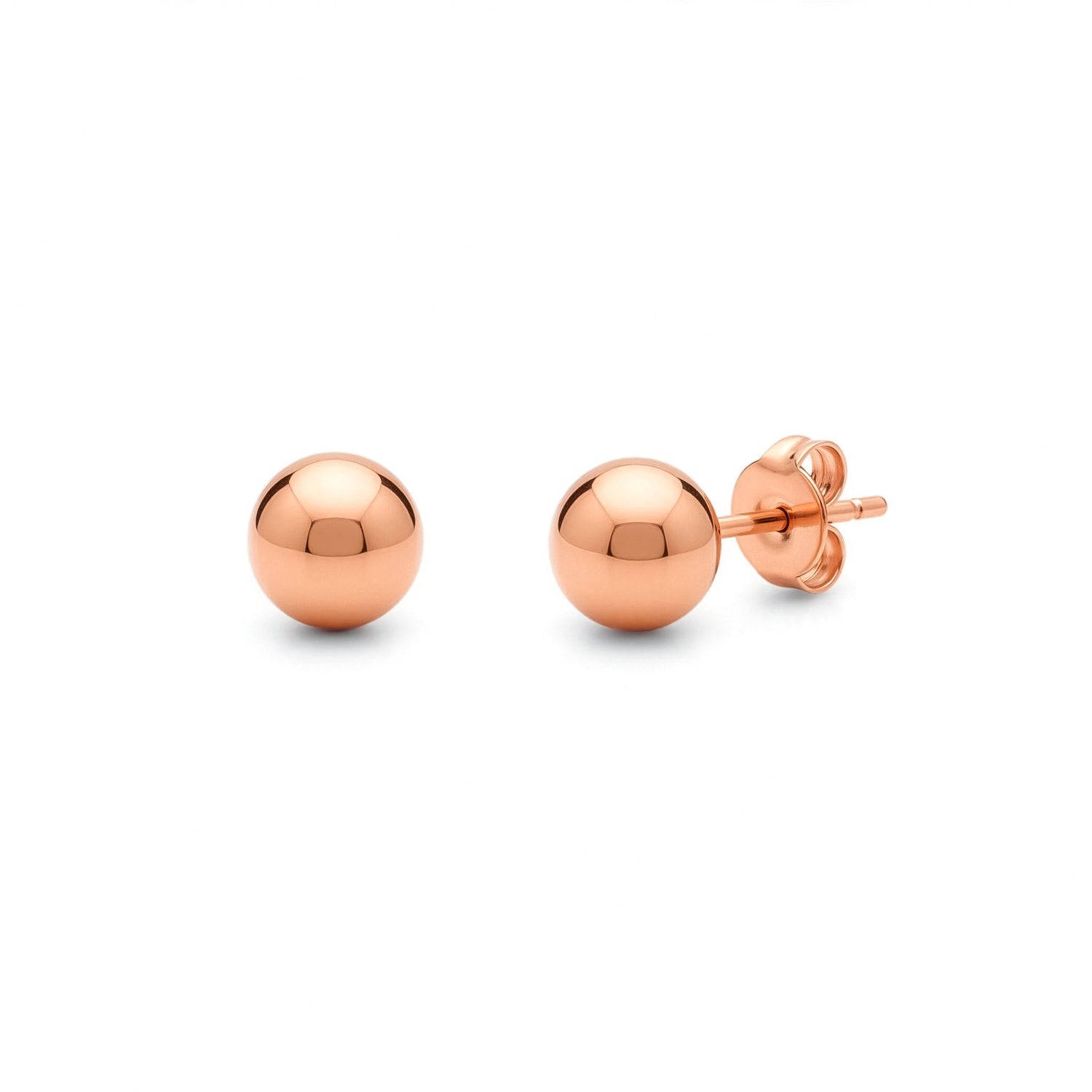 9ct Rose Gold Polished Ball Stud Earrings — 4mm